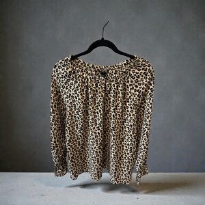 Banana Republic Animal Print Blouse - Black and Tan